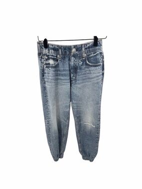 Rag & Bone Miramar Jogger Blue Denim Print Cotton Terry Sweatpants Women XS